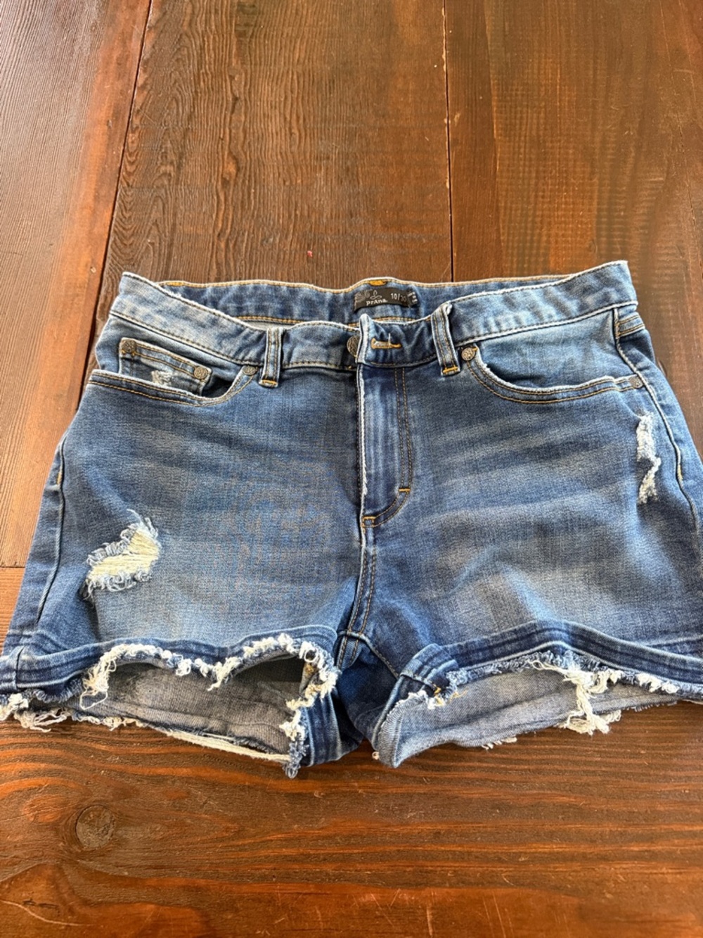 Prana Distressed-Blue Denim Women's Shorts